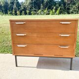 Chest of drawers with 3 drawers, metal base in the style of André Monpoix, 1960