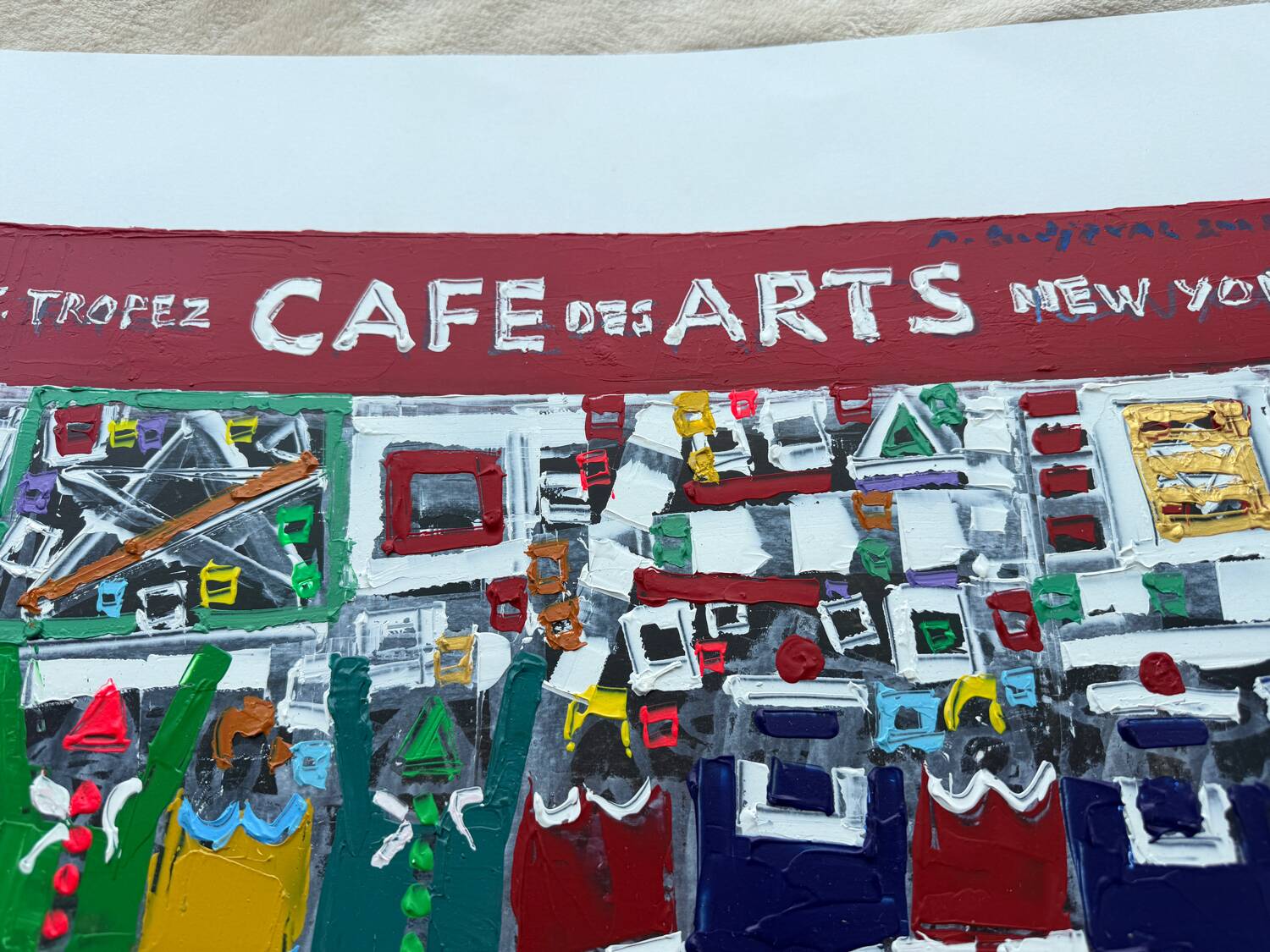 Michel Godjevac – Café des Arts (2008) Original painting signed and d