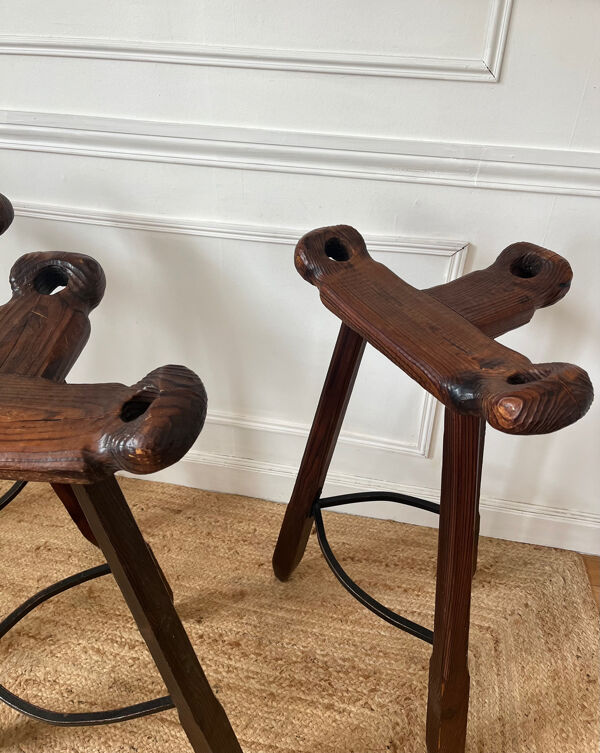 3 tabourets brutalistes espagnols “Marbella” Confonorm, années 1970