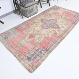4x8 Rug For Living Room Pale Red Oriental Antique Vintage Rug, 128x248Cm