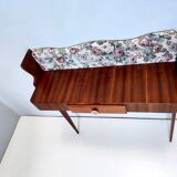 Ebonized Beech and Rose-Patterned Fabric Console with a Drawer, Italy