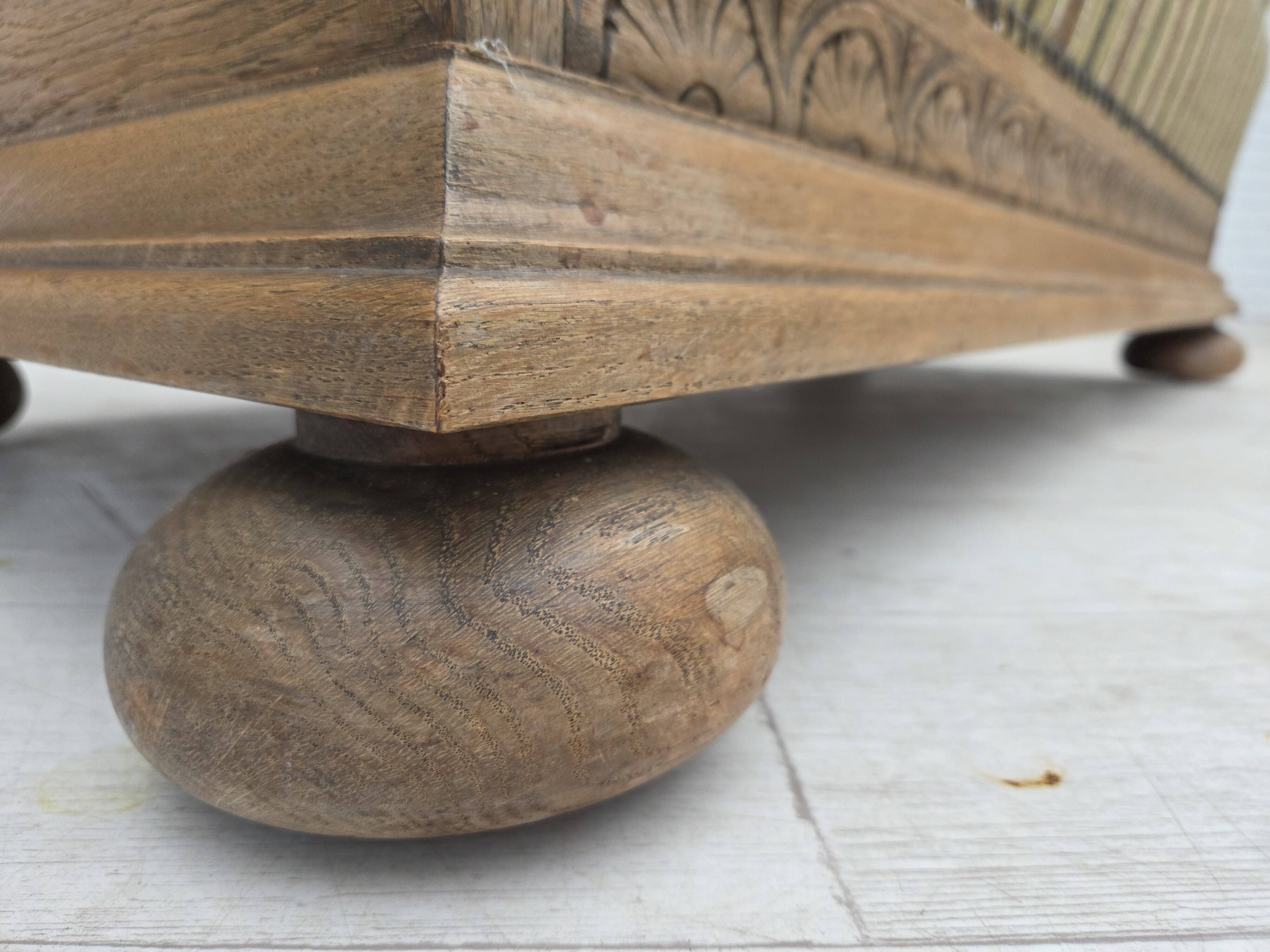 1950s, Danish 2-seater sofa, green furniture wool, oak wood.