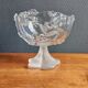 Vintage Frosted Glass Footed Bowl – Relief Decor of Pink Flowers