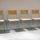 Hand-woven iron chairs from the 70s/80s, set of 4