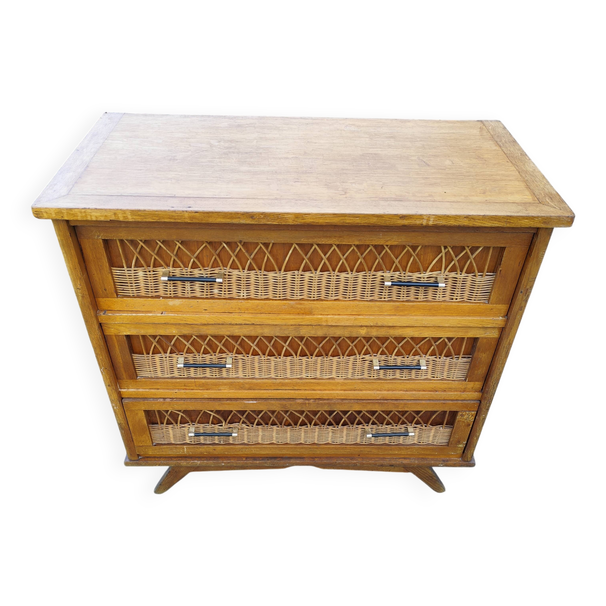 Vintage 4-drawer bamboo rattan chest of drawers
