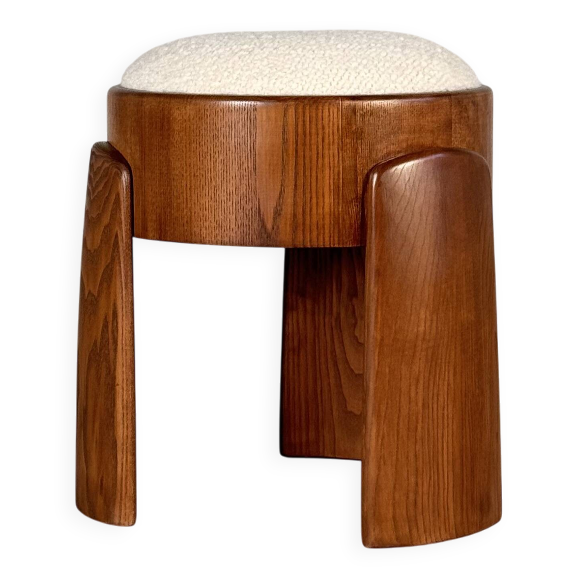 Tabouret en frêne et tissu bouclé Dedar Milano par Forme, Italie