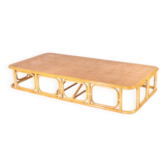 Large rattan and cane coffee table