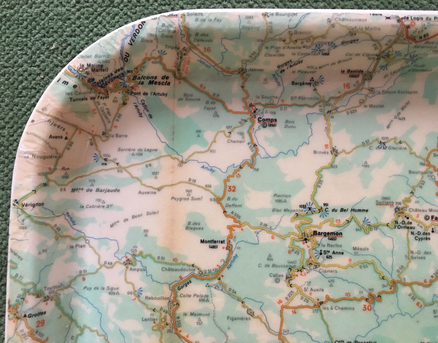 Vintage Côte d'Azur road map tray
