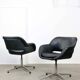 Chaise pivotante vintage en simili cuir noir et chrome, années 70