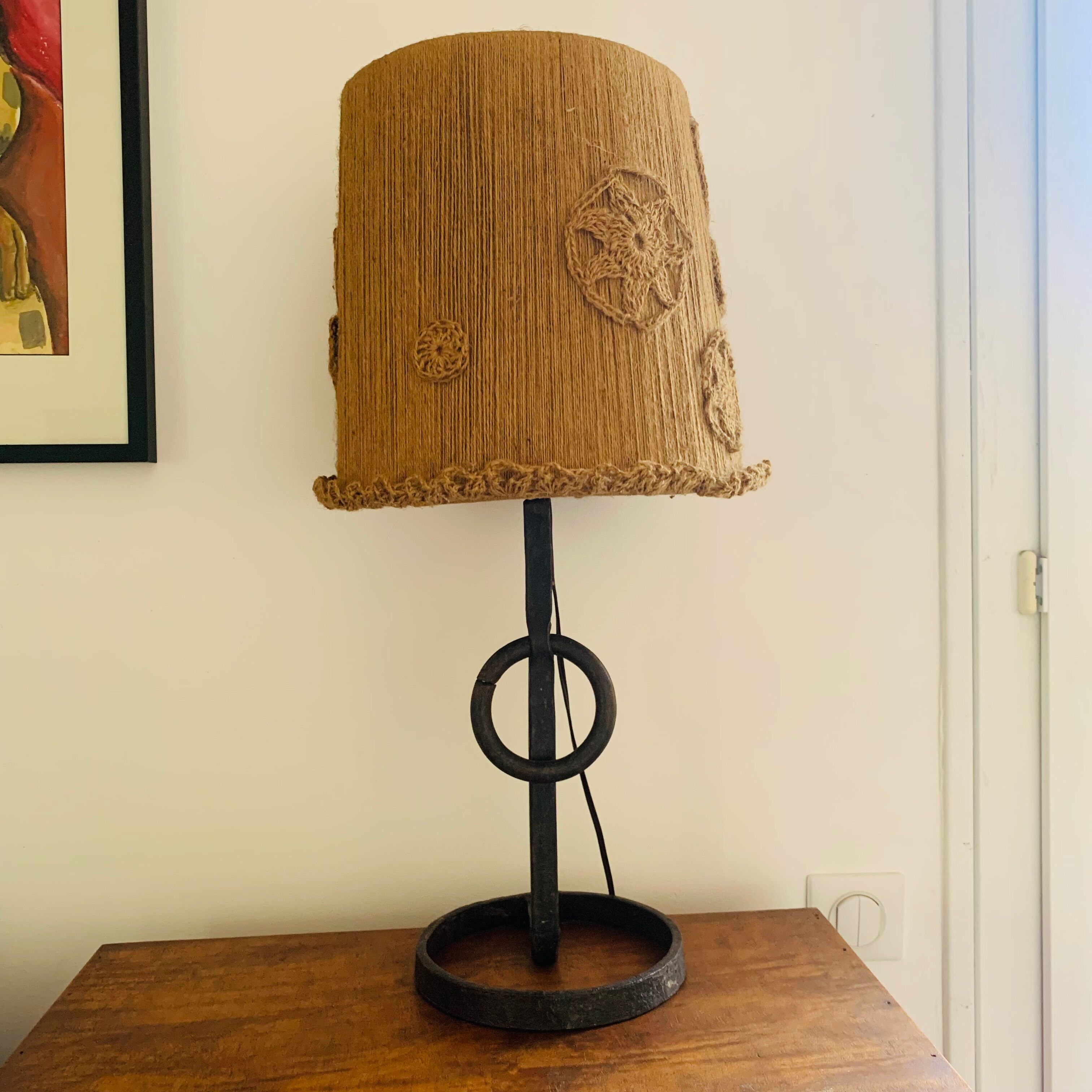 1950s wrought iron table lamp