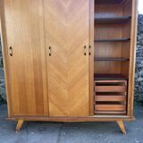 Light oak sliding door wardrobe, 1960