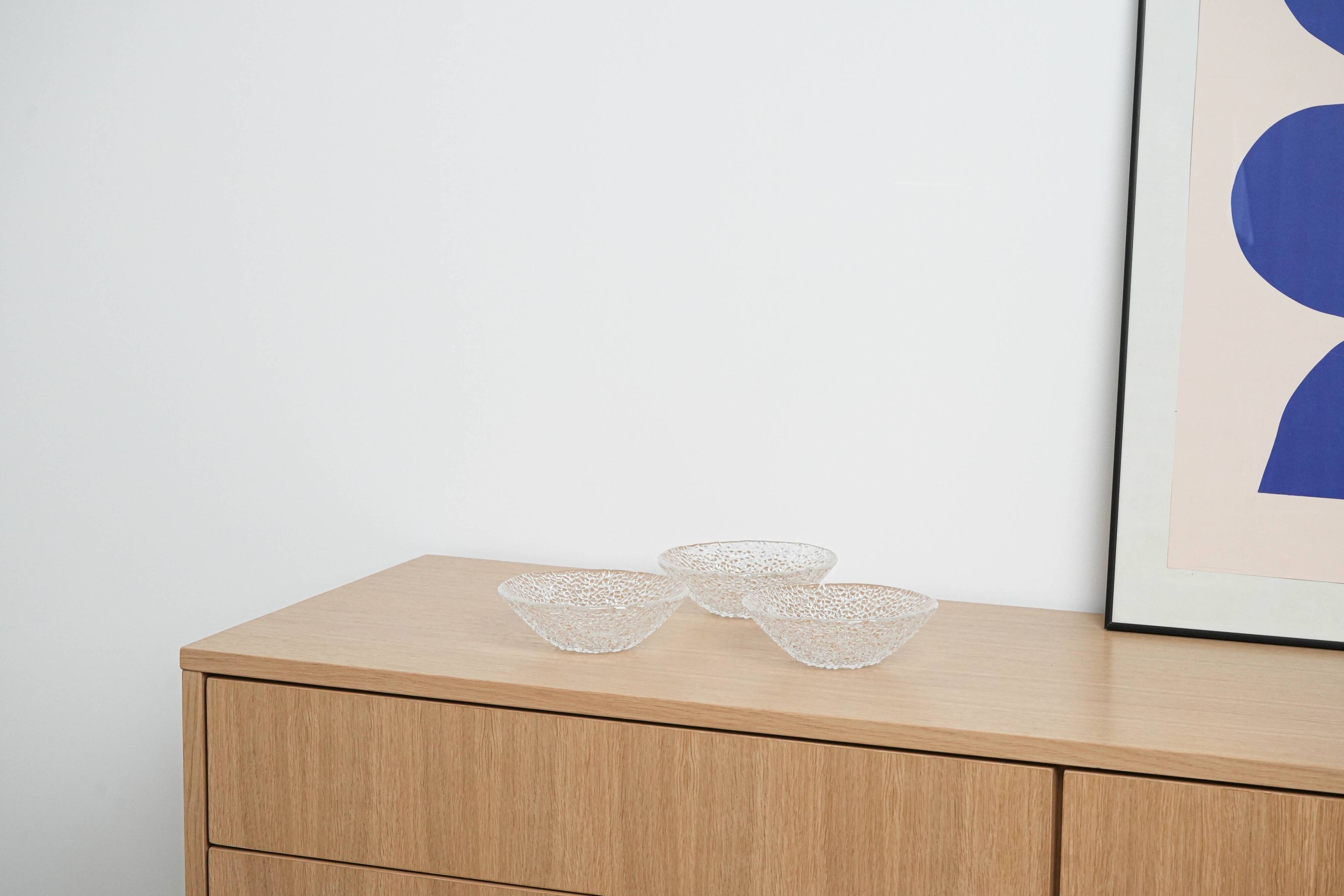 Set of glass bowls, Italian design, 1970s, production: Italy