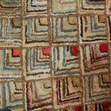 Old american carpet hooked handmade 61cm x 91cm 1900s