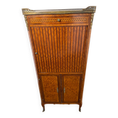 Louis XVI music cabinet, marquetry, brass gallery, marble top