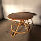 Table basse en rotin vintage