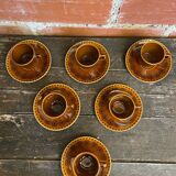 Set of 6 cups and saucers digoin colorado model vintage beige ceramic