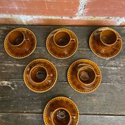Set of 6 cups and saucers digoin colorado model vintage beige ceramic
