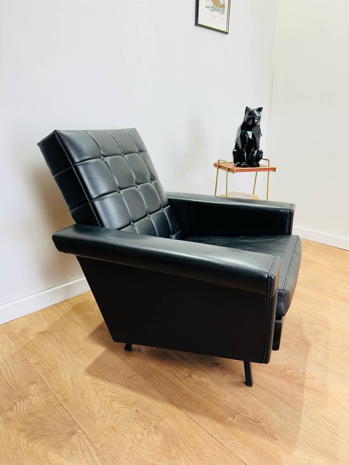 Black skaï armchair