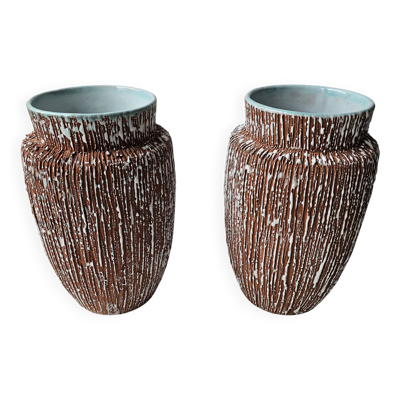 Paire de Vases en céramique années 50 Signé BFK A ART par Ernest d'Hossche