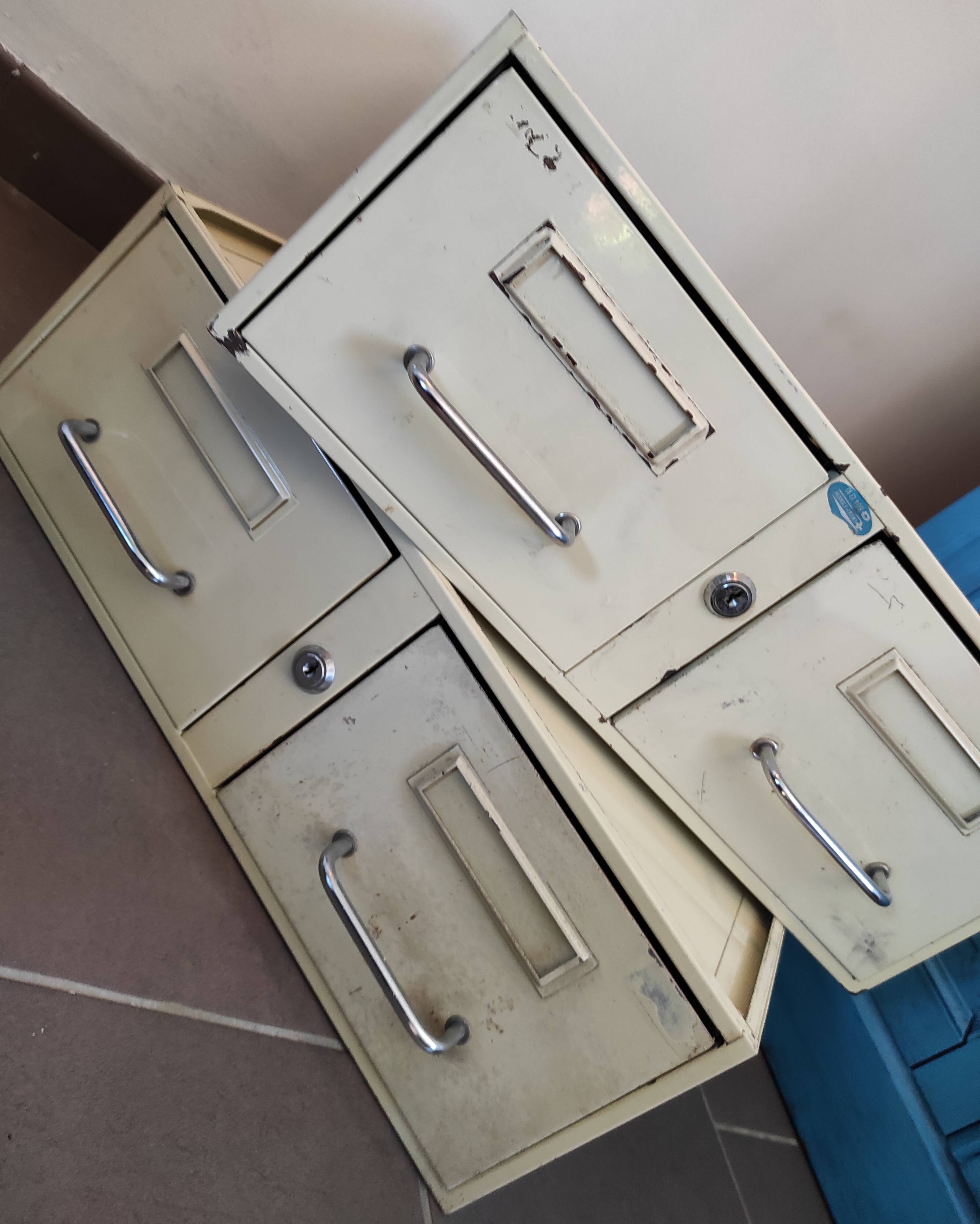 A metal box two drawers 1960