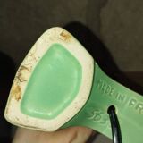 Green water slipware lamp base numbered – 1950s