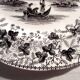 English dessert plate signed David Johnston & Cie: Black and white landscape