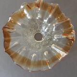Skirted lampshade in thick glass. Amber part around the edge