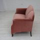 Canapé 2 places danois des années 1950, velours de mobilier rose saumon, pieds en bois de chêne.
