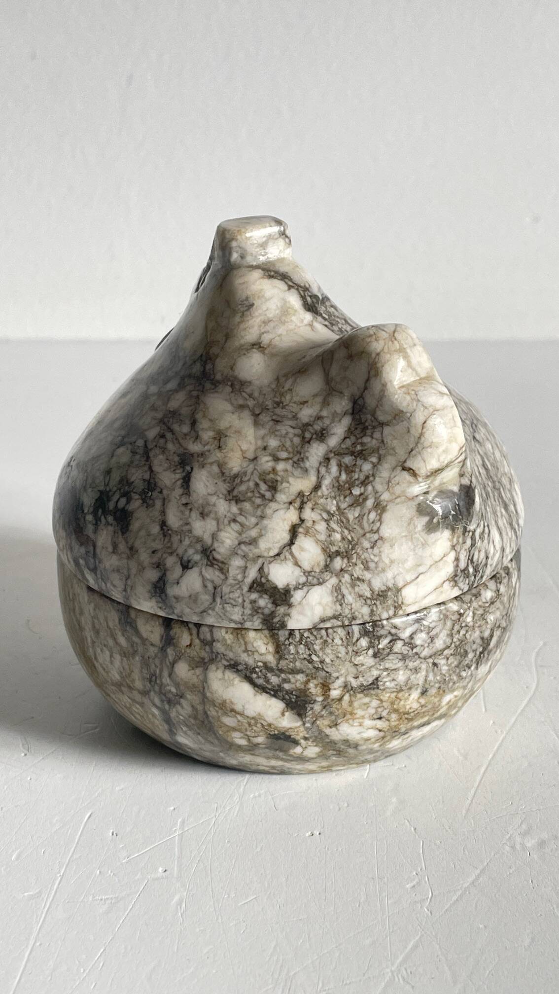 Vintage Marble Chicken with Eggs Sculpture