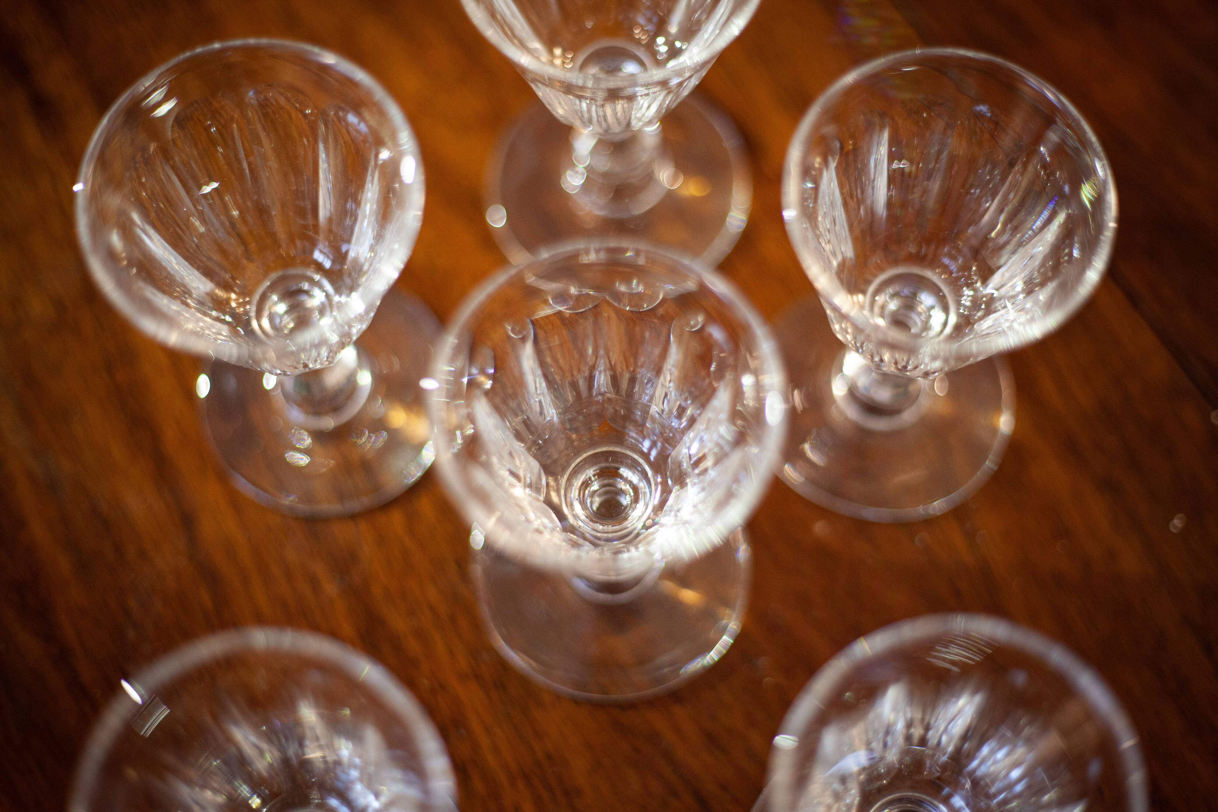 6 glass of crystal wine Saint-Louis style, 1900 era