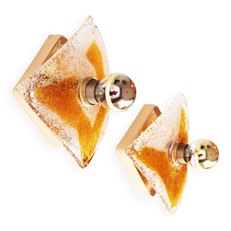 Pair of 1970’s murano glass wall sconces by av mazzega