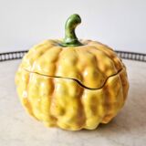 Sarreguemines majolica pumpkin jam pot 1930