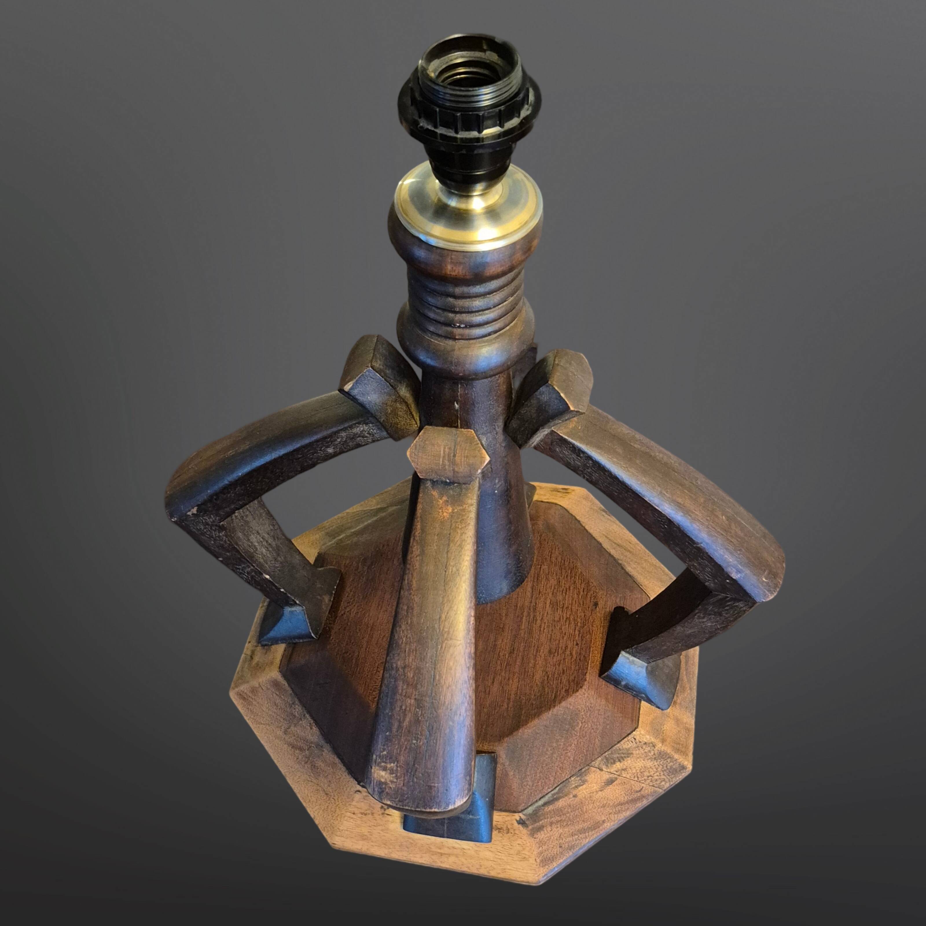 Hand crafted Wabi Wabi table lamp with raffia shade, Netherlands 1930s