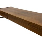 Vintage low sideboard with drawers 70's walnut veneer design