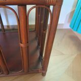 Retro-Side table-vinyl furniture-wood, rattan and bamboo-80s
