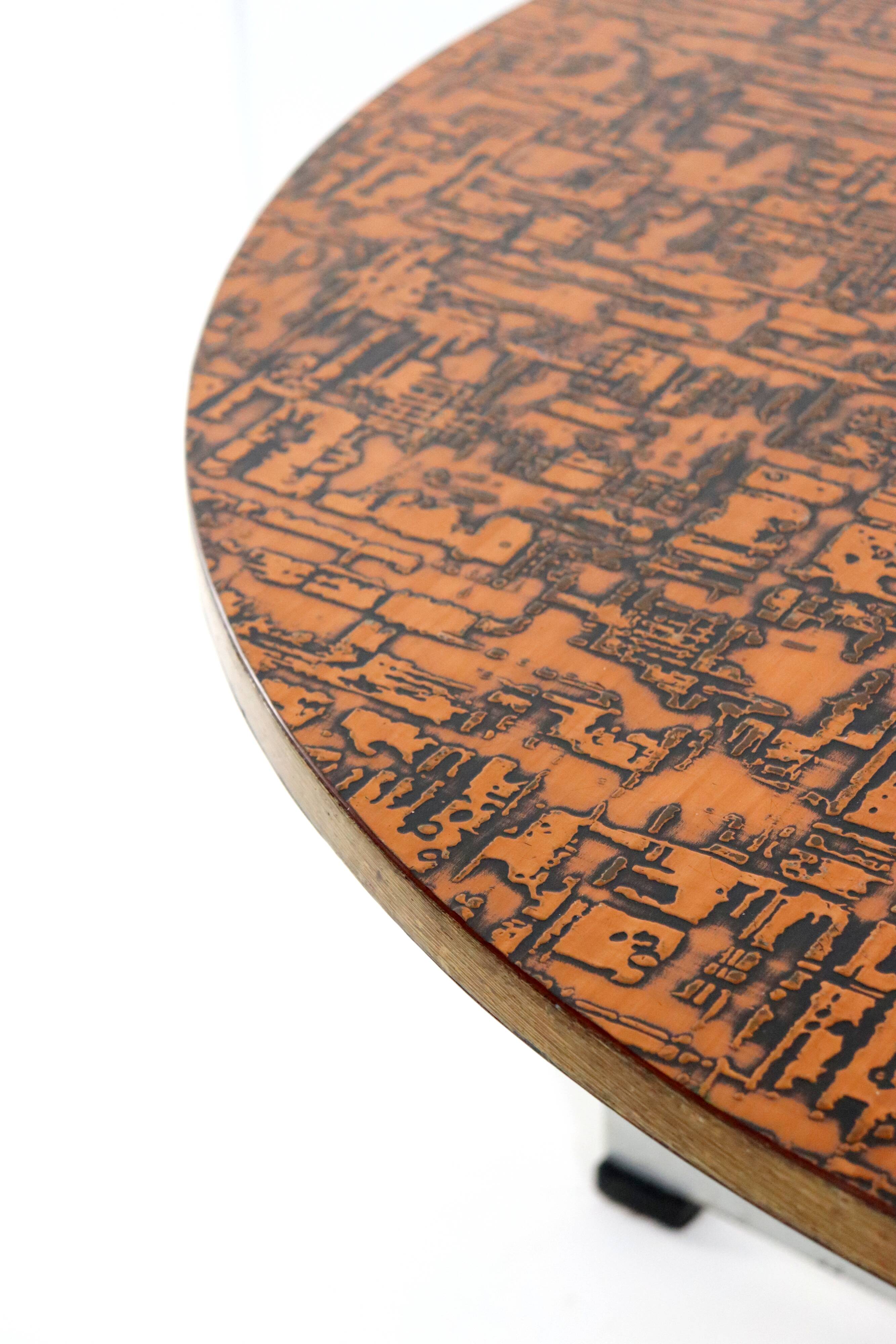 Round copper dining table