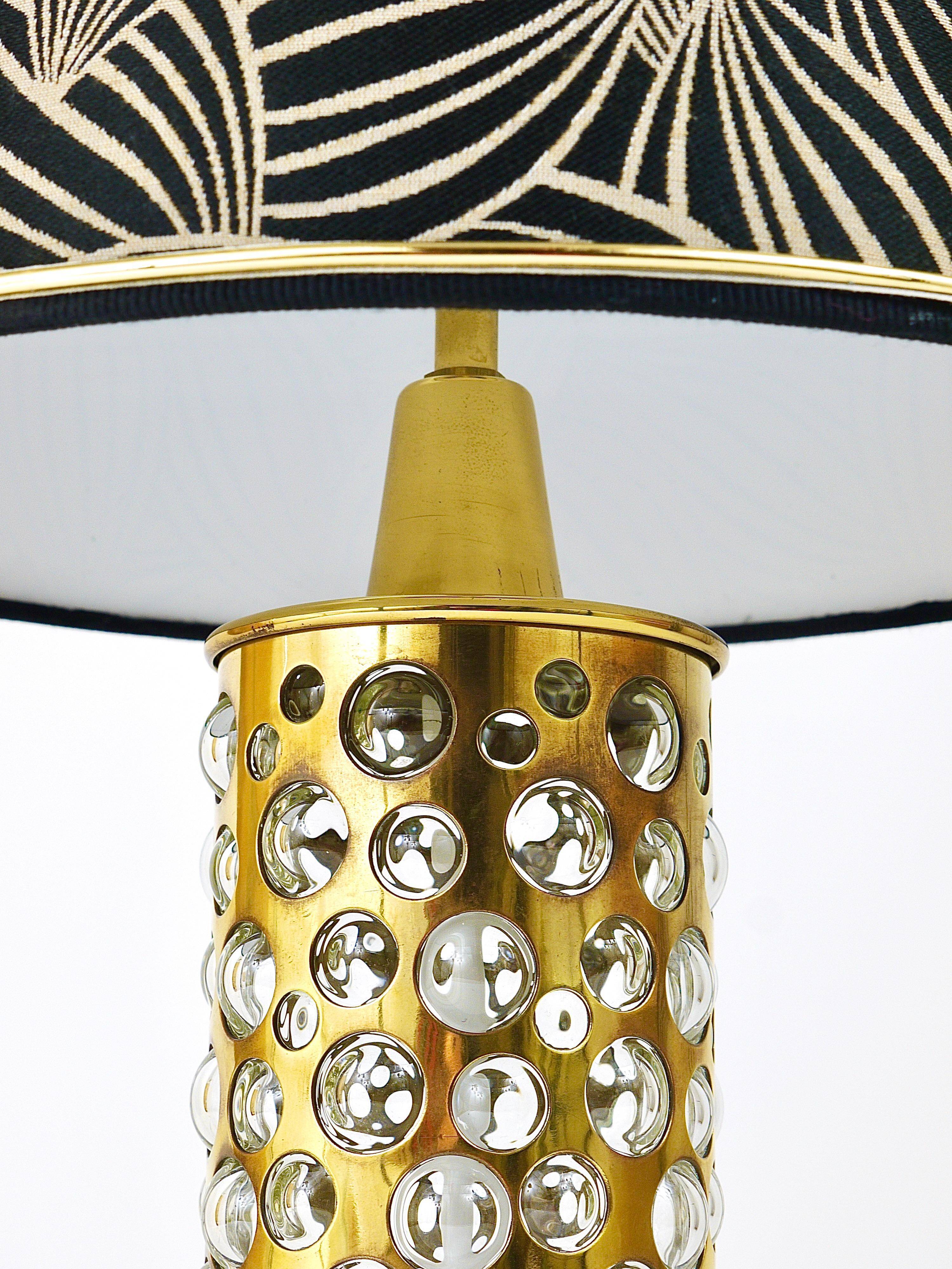 Rupert table lamp by Nikoll mid-century in brass tube and bubble glass, Austria, 1950s.