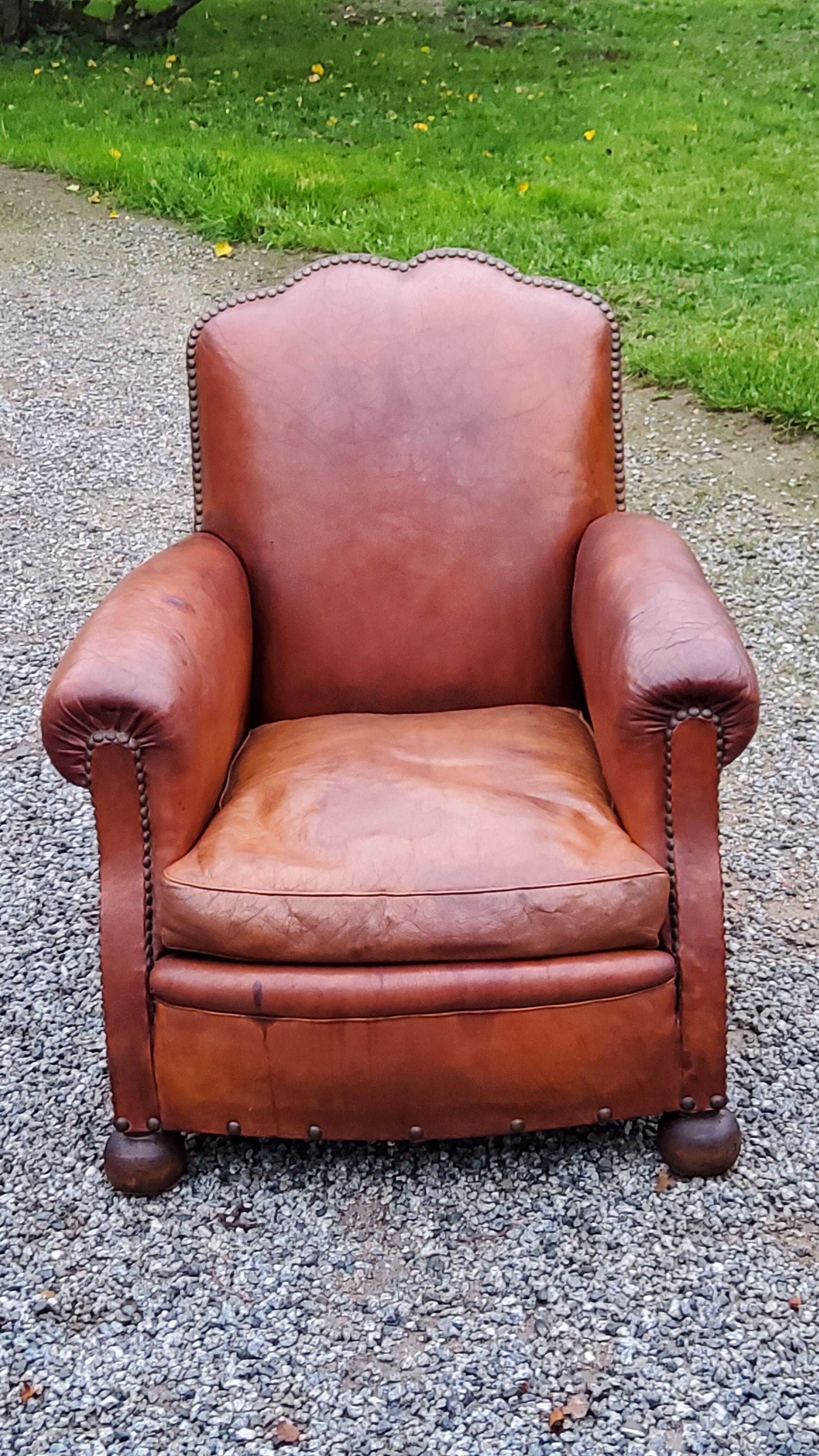Leather club armchair back mustache from the 30s