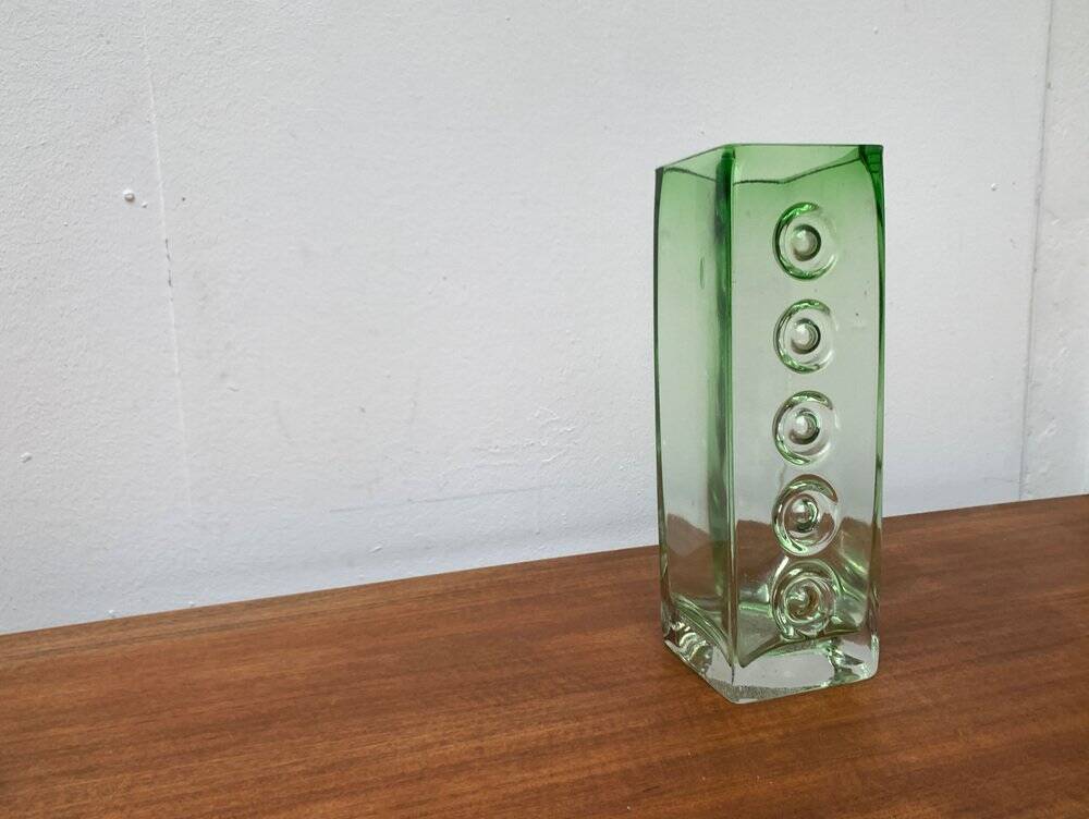 Brutalist glass block vase from the mid-century space age, 1960s