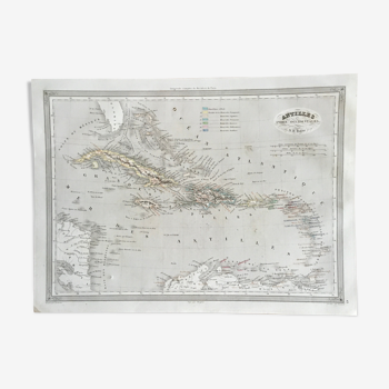 Geographic map 19th numbered West Indies