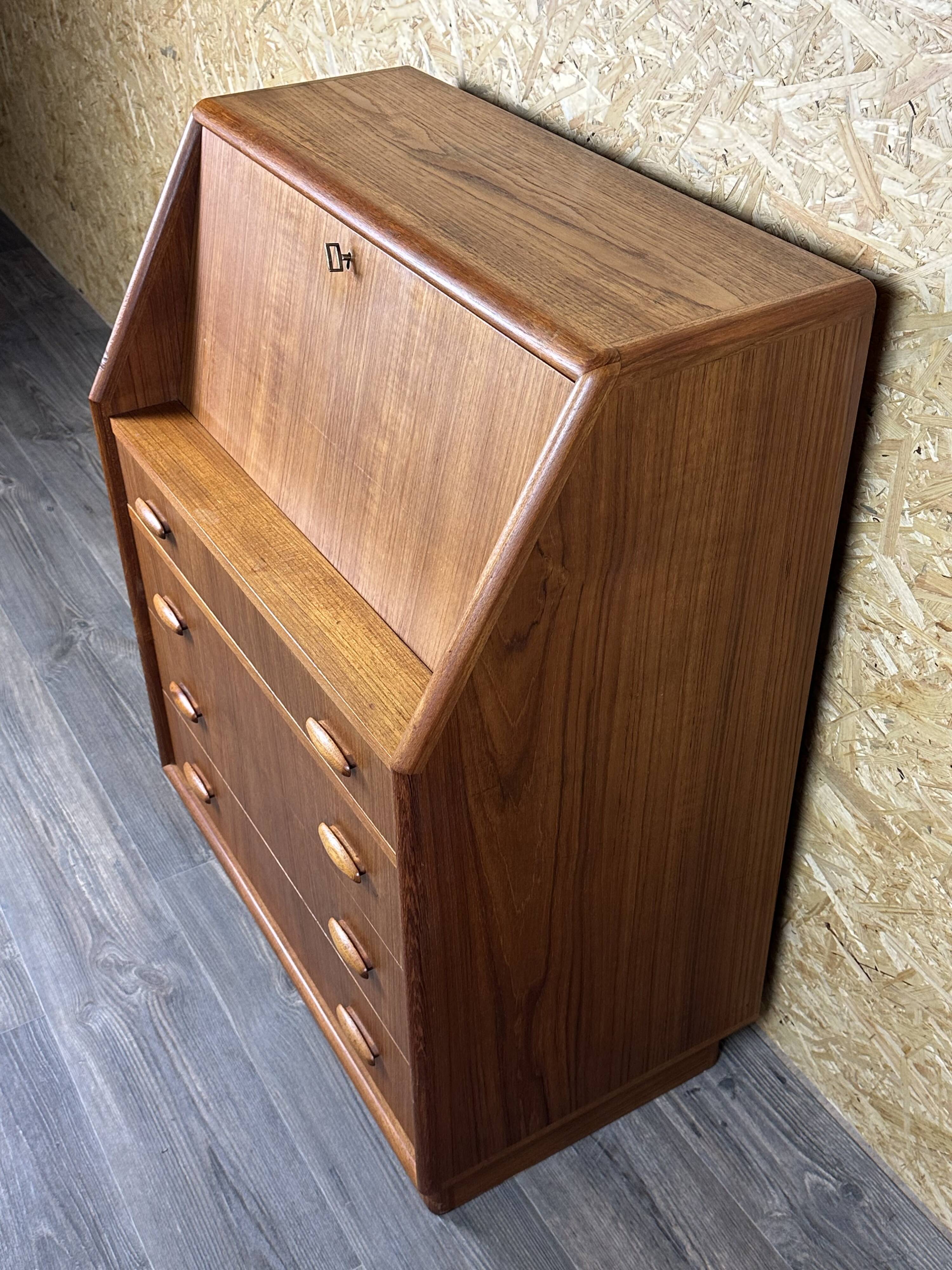 60s 70s teak secretary chest of drawers Danish Modern by Dyrlund Denmark