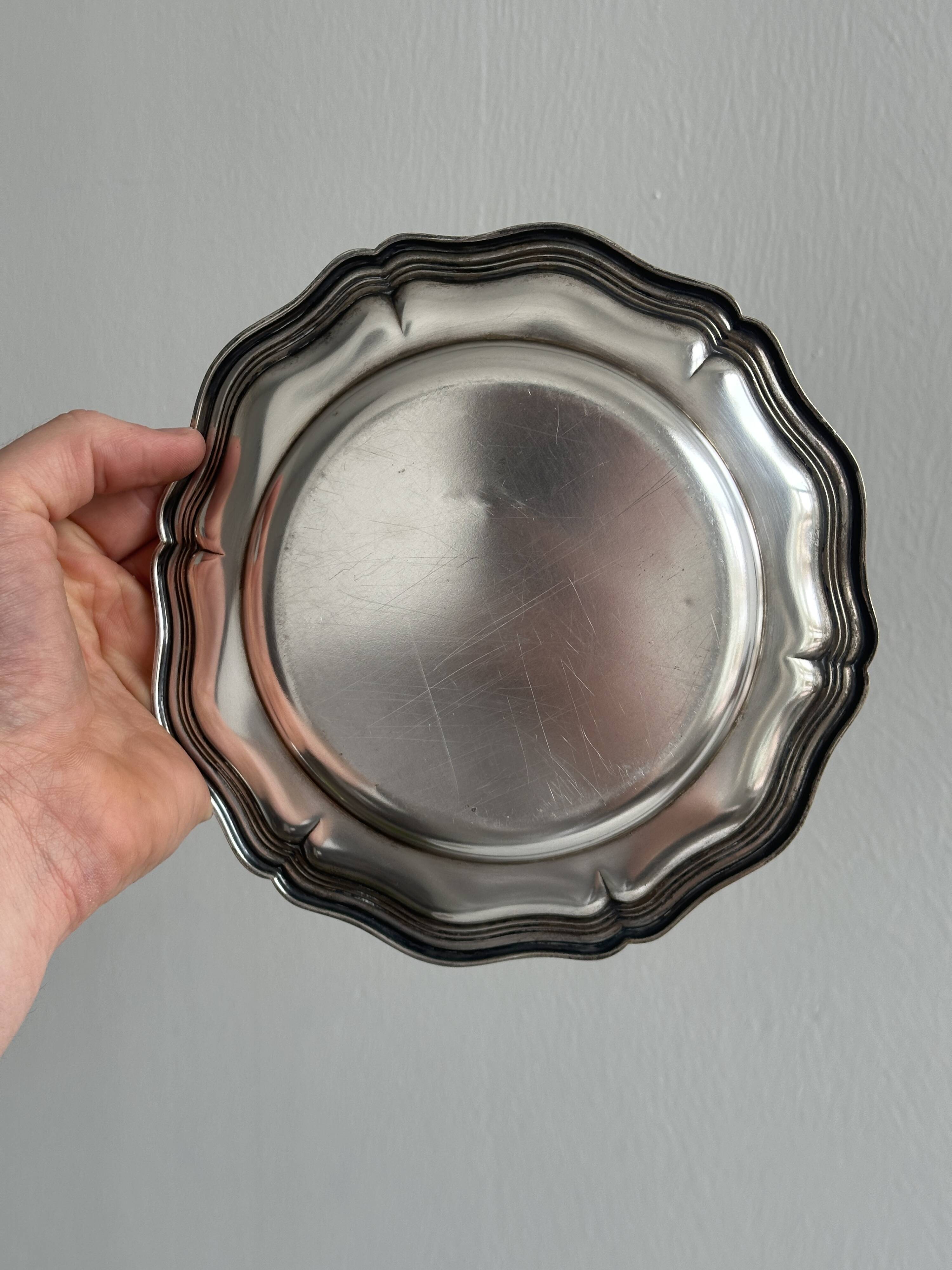 Antique sugar bowl or small sauce boat in patinated silver metal