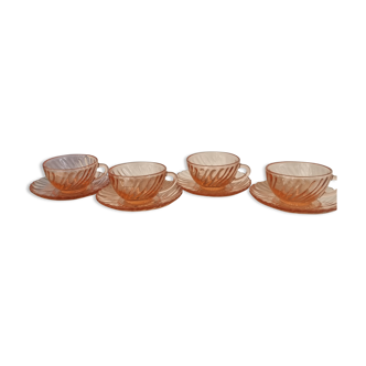 Lot de 4 tasses et soucoupes Rosaline