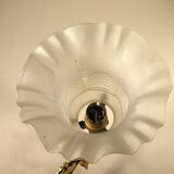Brass and glass swan neck wall light
