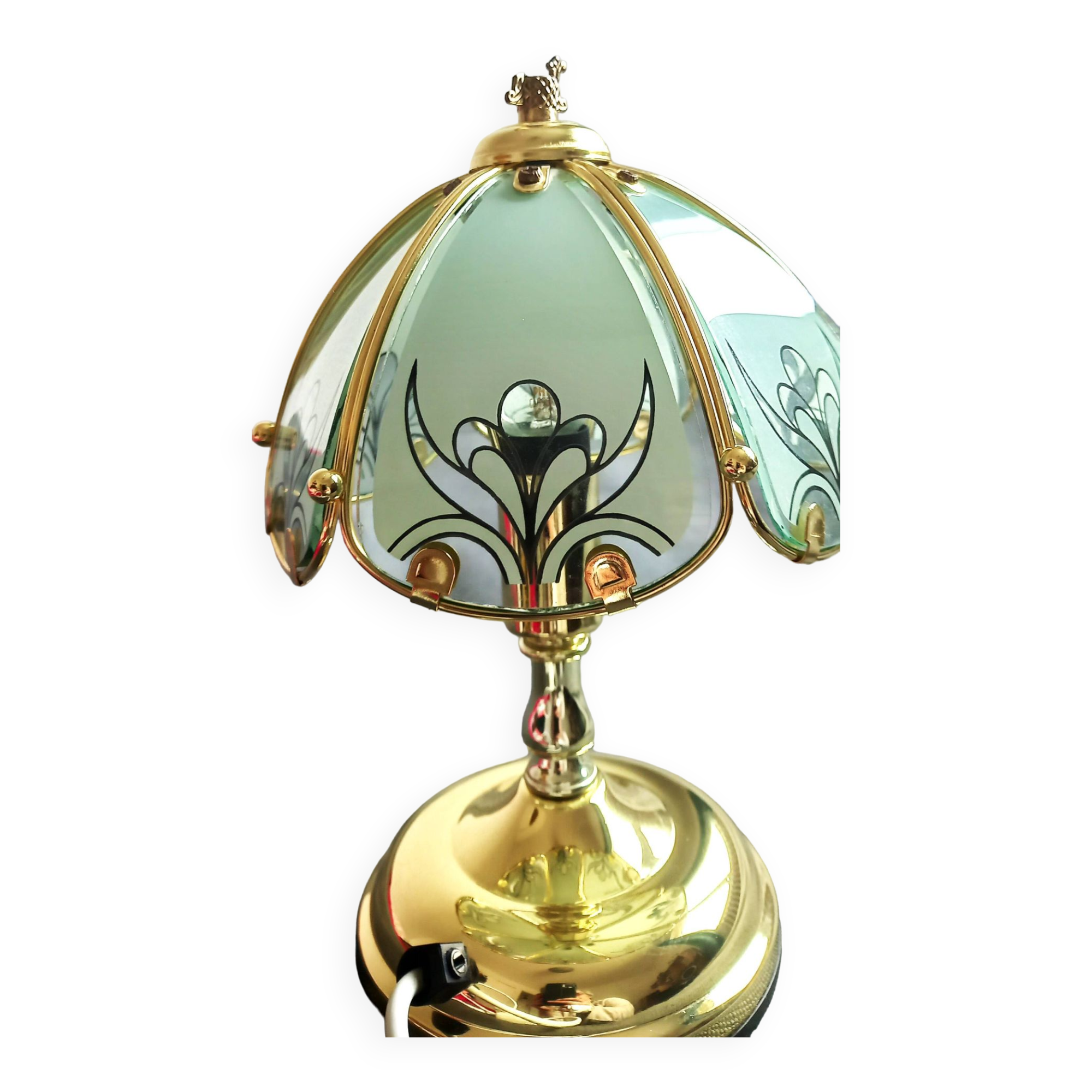 small vintage Tiffany stained glass style lamp