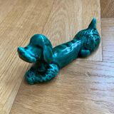 Green ceramic dog knife holder