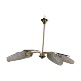 Brass and moulded glass chandelier