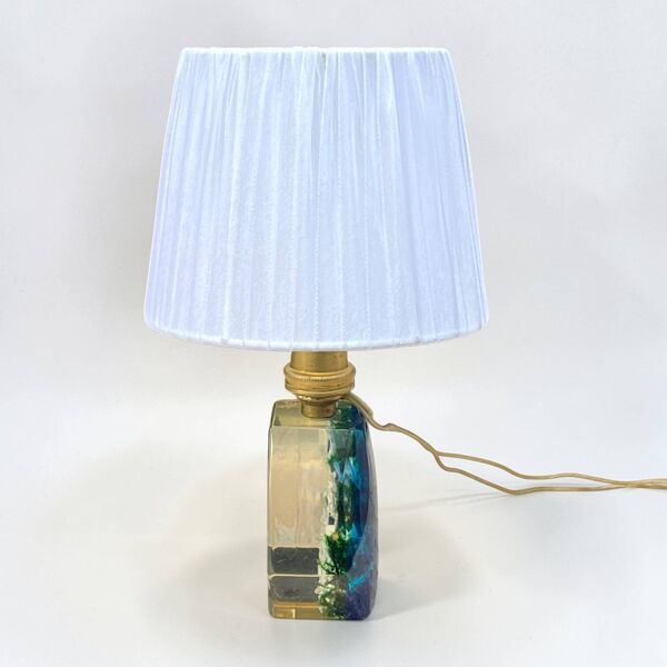 Lampe en résine inclusion de fleurs Edelweiss, 1960