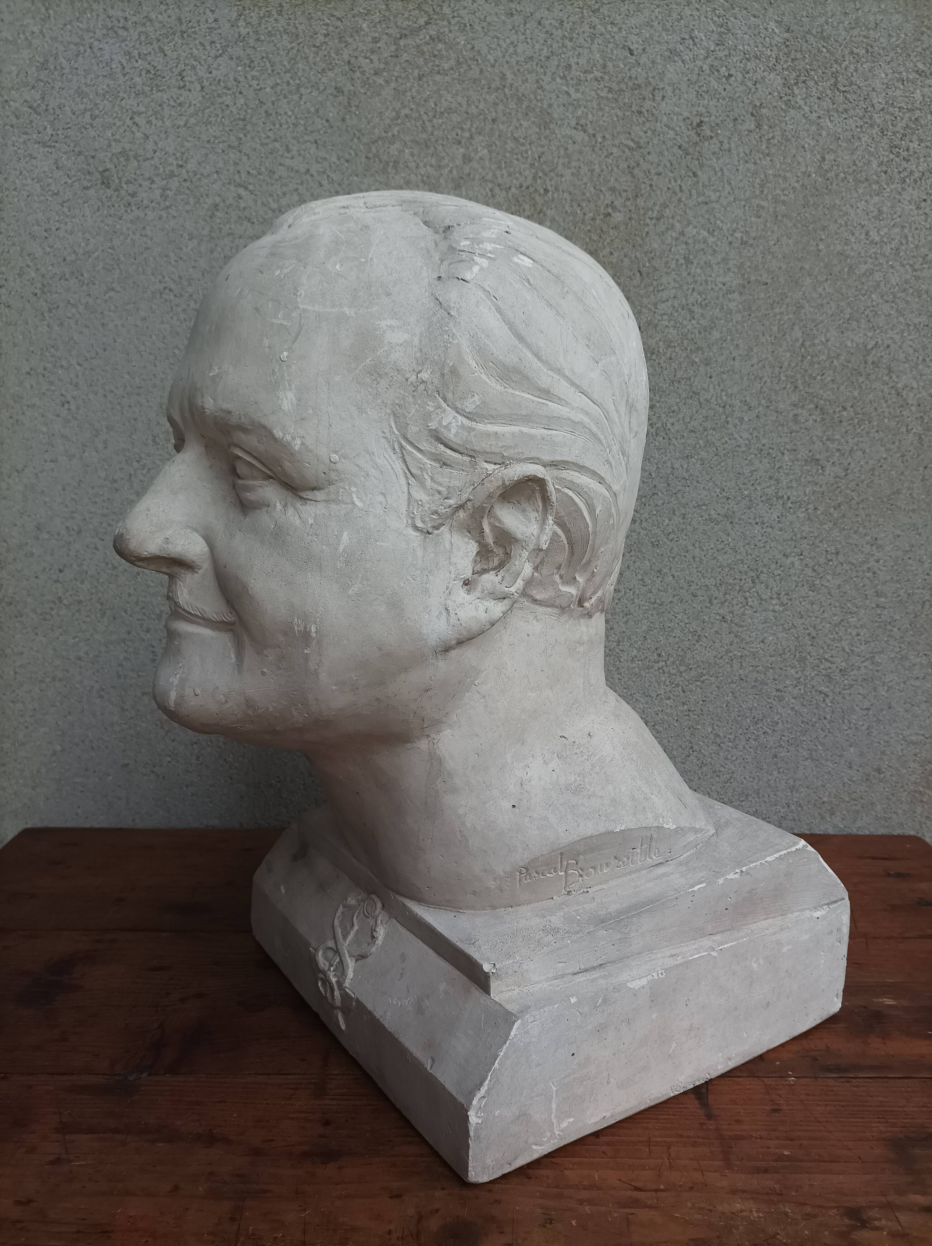 Pascal Boureille (1909-1999) Plaster bust signed portrait of a doctor
