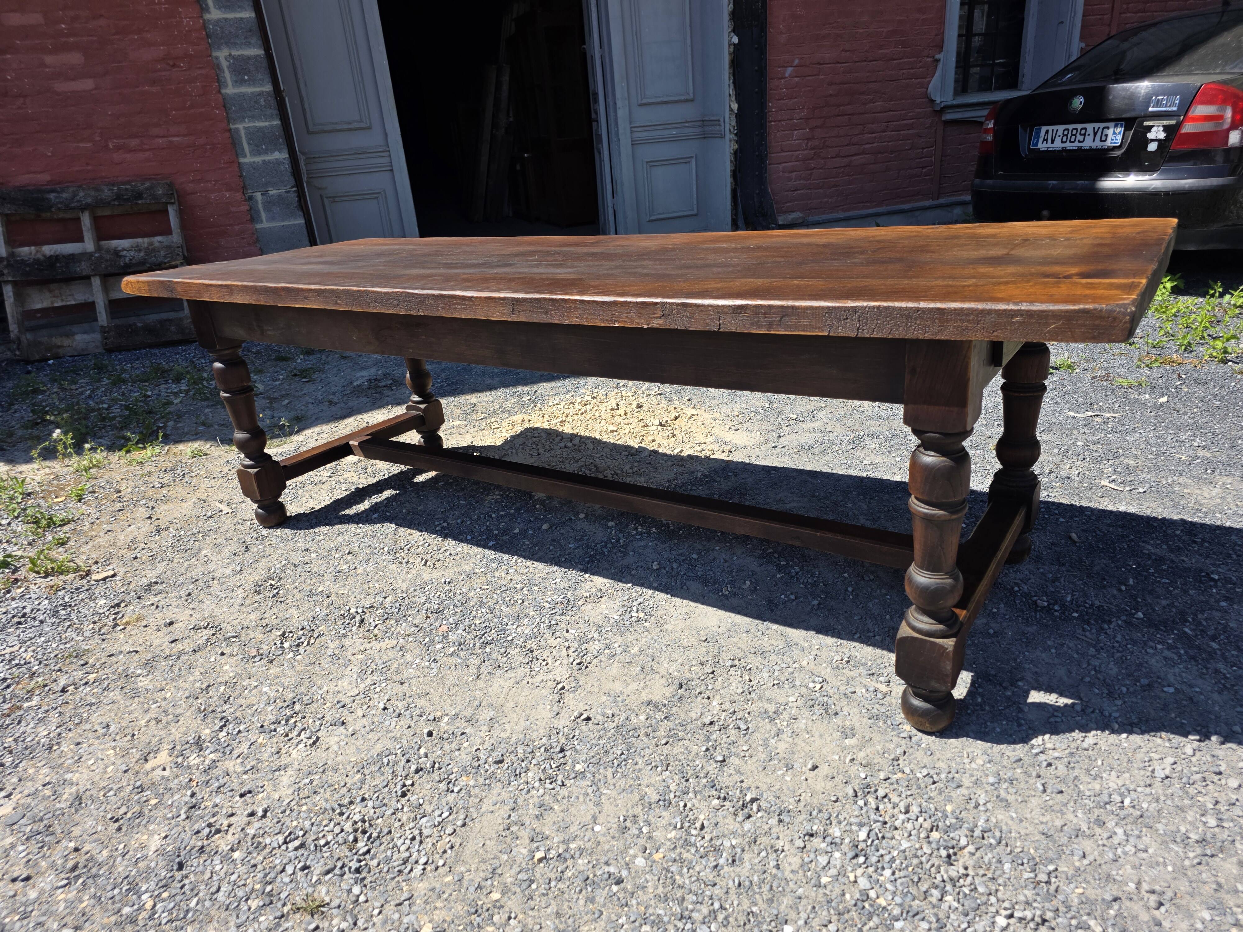 Table de ferme en chêne massif,  250 × 87cm